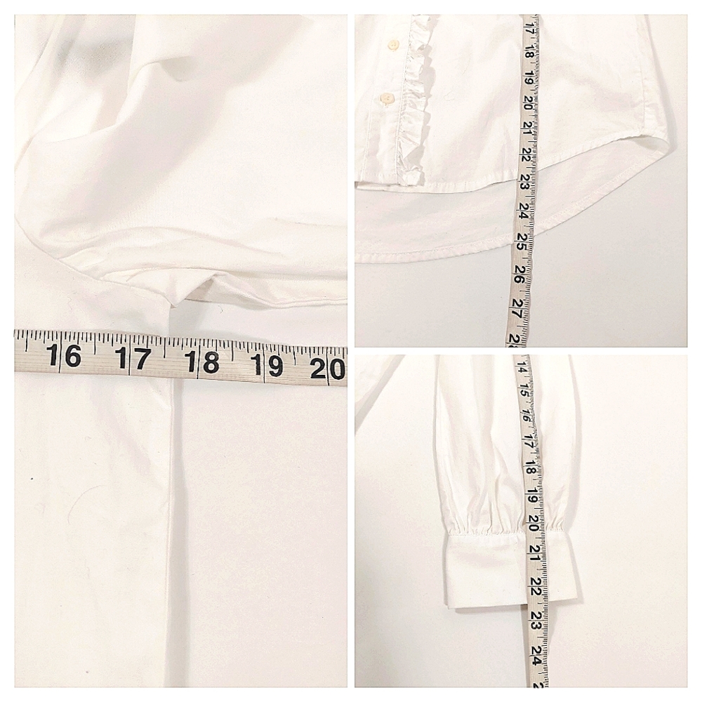 J. Crew White Ruffled Button-Down Blouse - image 8